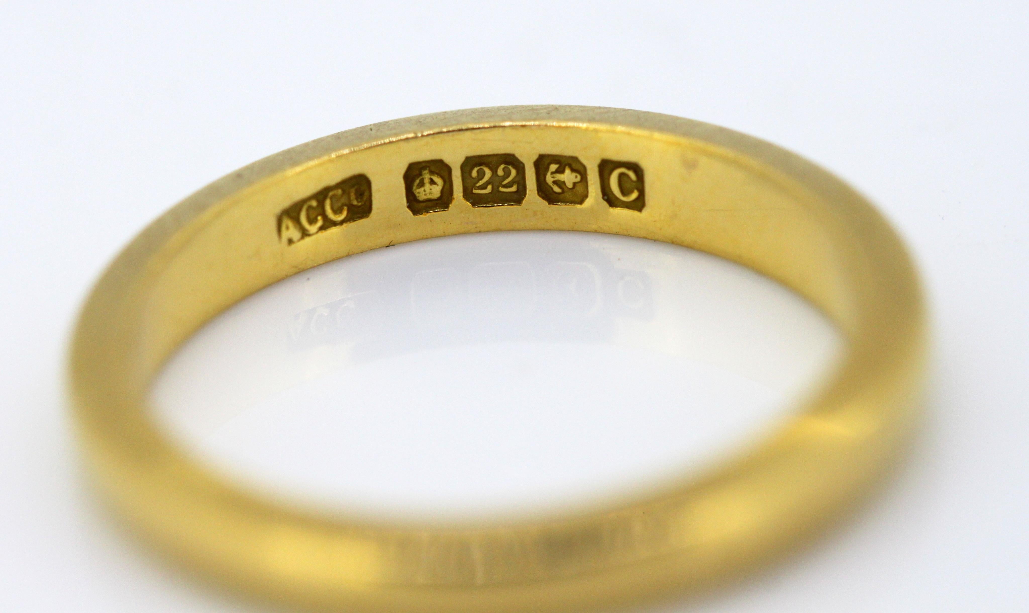 Antique Early Victorian 22 Karat Yellow Gold Wedding Ring Band ...