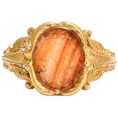 Antique Early Victorian Carnelian Intaglio Signet Ring