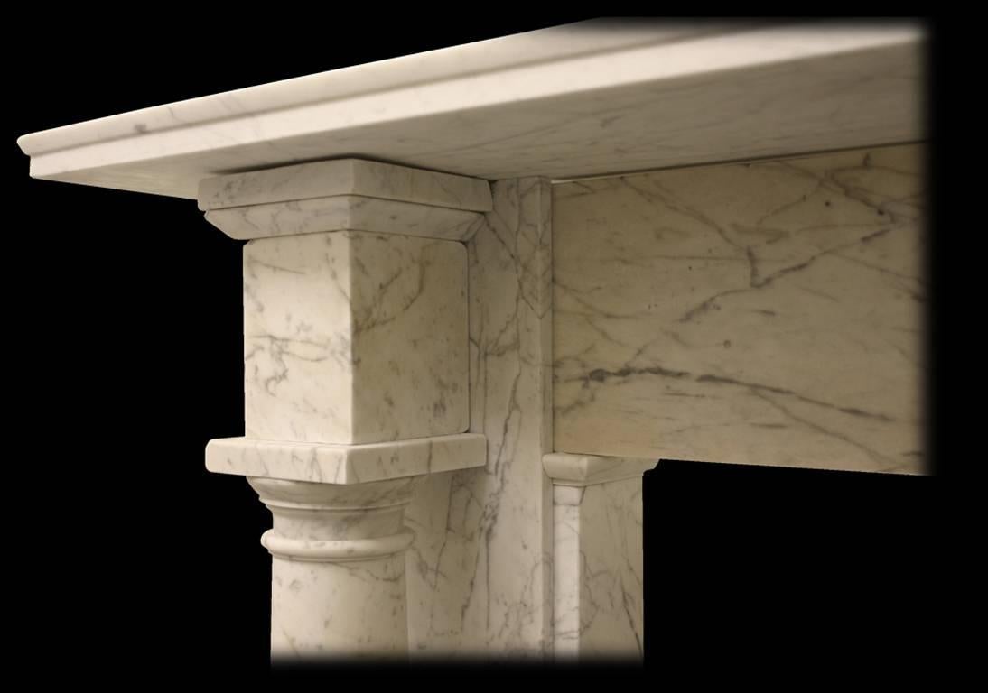 Antique Early Victorian Carrara Marble Fire Surround In Good Condition In Manchester, GB
