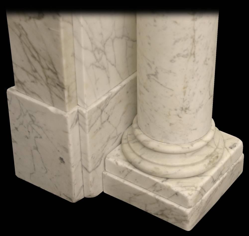 19th Century Antique Early Victorian Carrara Marble Fire Surround