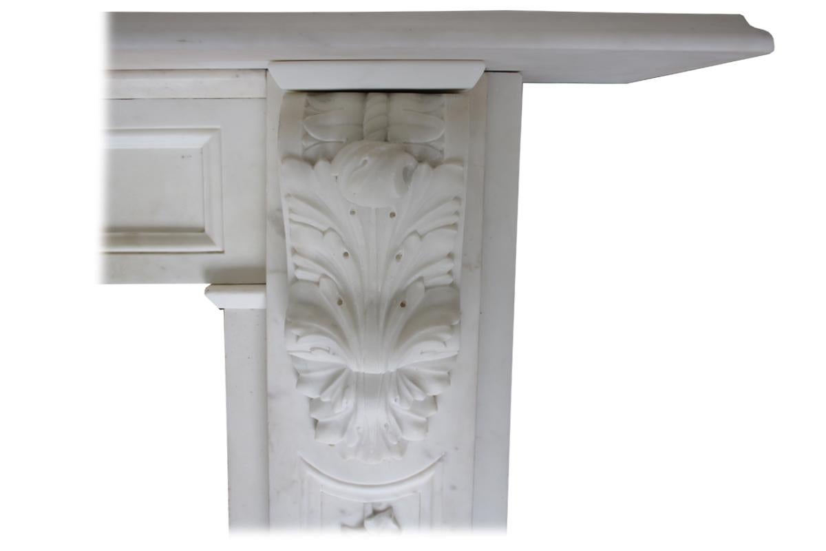 19th Century Antique Early Victorian Carved Statuary Marble Fireplace Surround