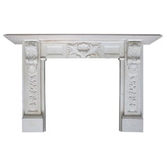 Antique Early Victorian Carved Statuary Marble Fireplace Surround Antique Early Victorian Carved Statuary Marble Fireplace Surround