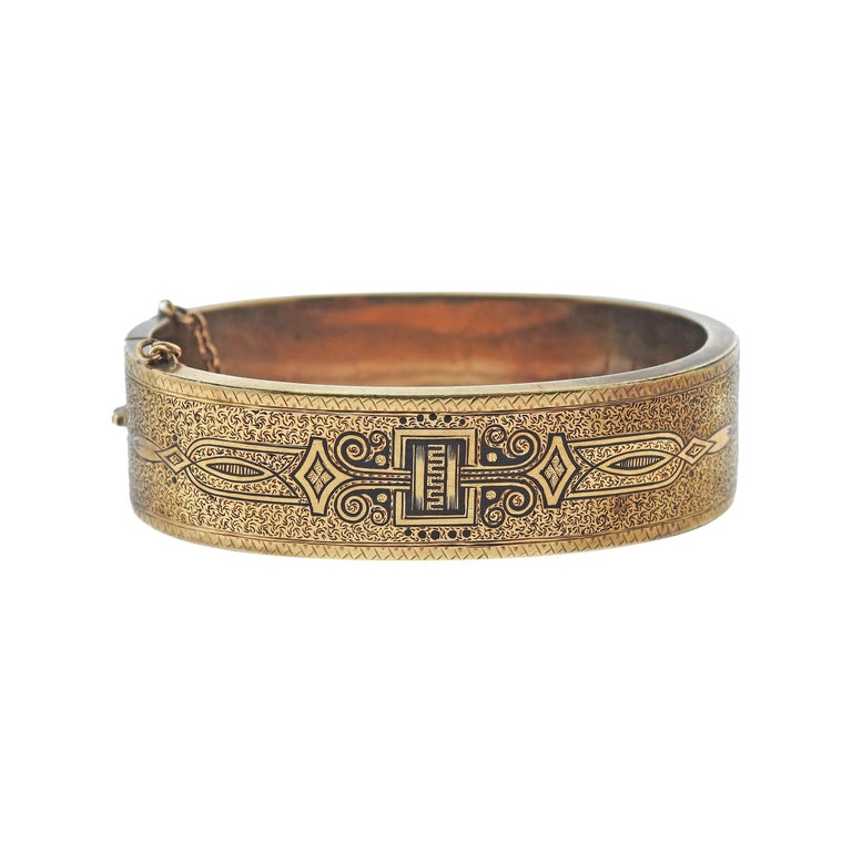 Antique Early Victorian Circa 1870s Enamel Gold Bangle Bracelet For Sale at  1stDibs | antique enamel bracelets, victorian gold bangle bracelet, antique  bangle bracelets