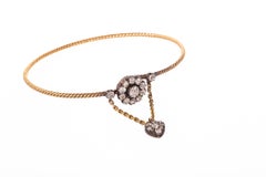 Antique Early Victorian Diamond Bangle Bracelet with Charm