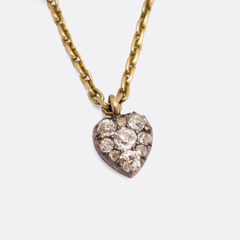 Women's Antique Early Victorian Diamond Bracelet with Heart Drop For Sale