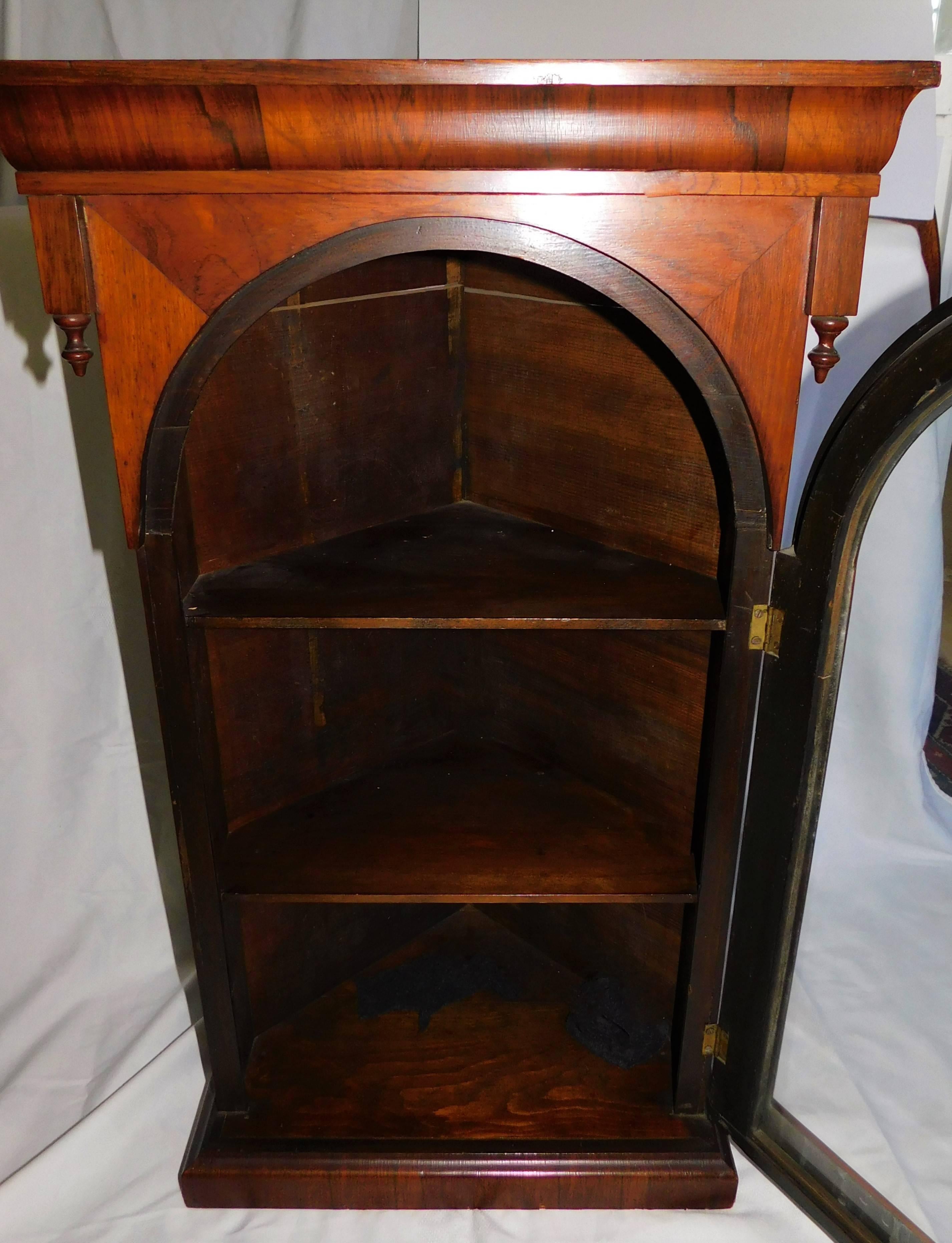 Antique Early Victorian England Fruitwood Veneer Corner Cabinet 5