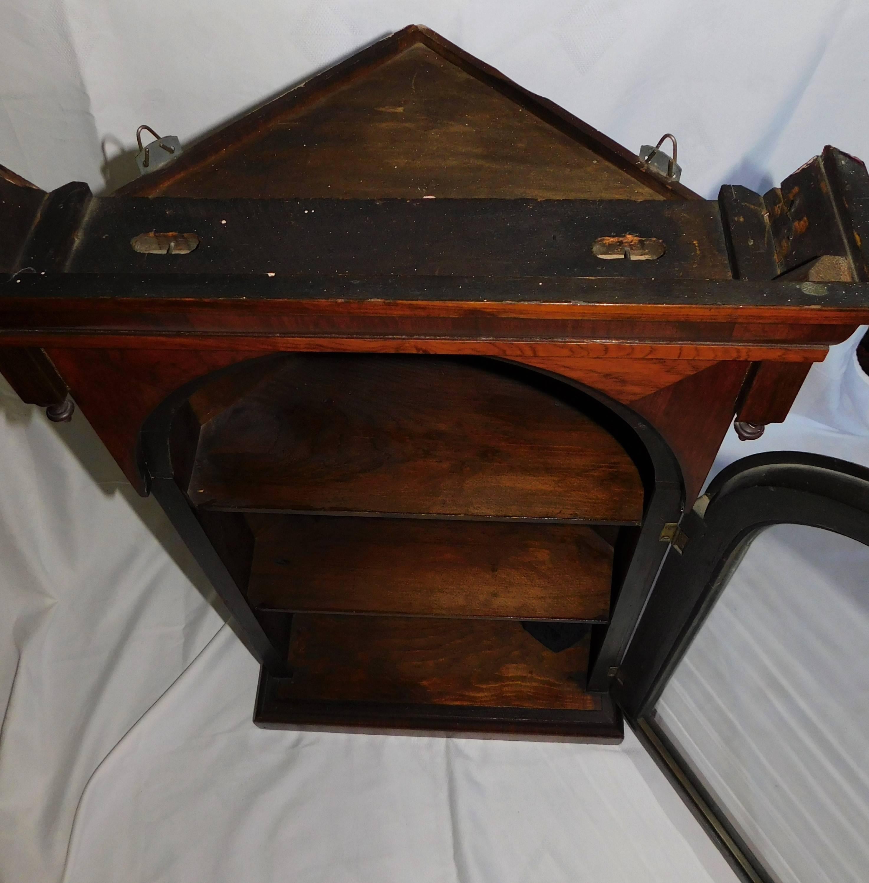 Antique Early Victorian England Fruitwood Veneer Corner Cabinet 6