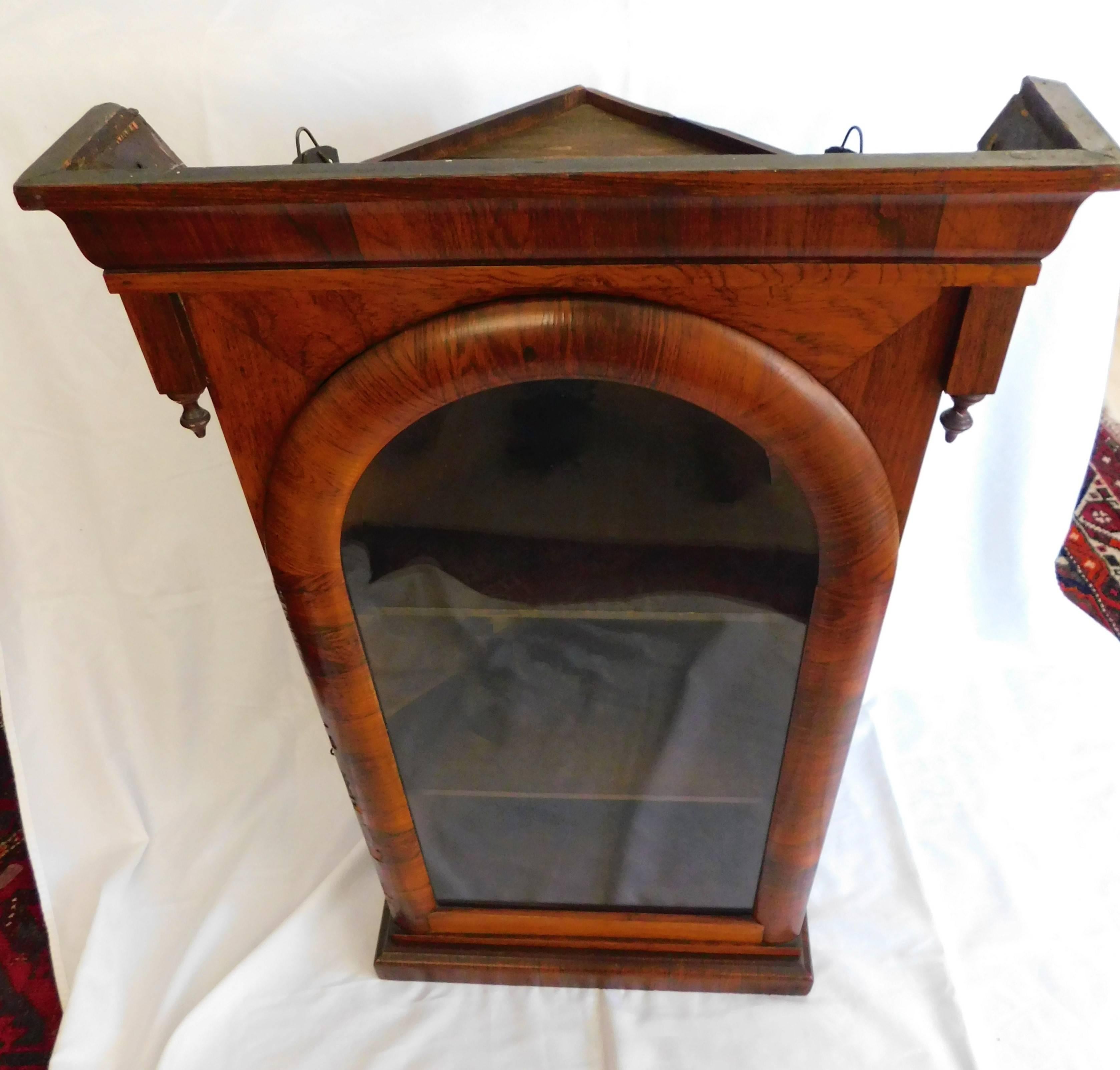 Antique Early Victorian England Fruitwood Veneer Corner Cabinet 2