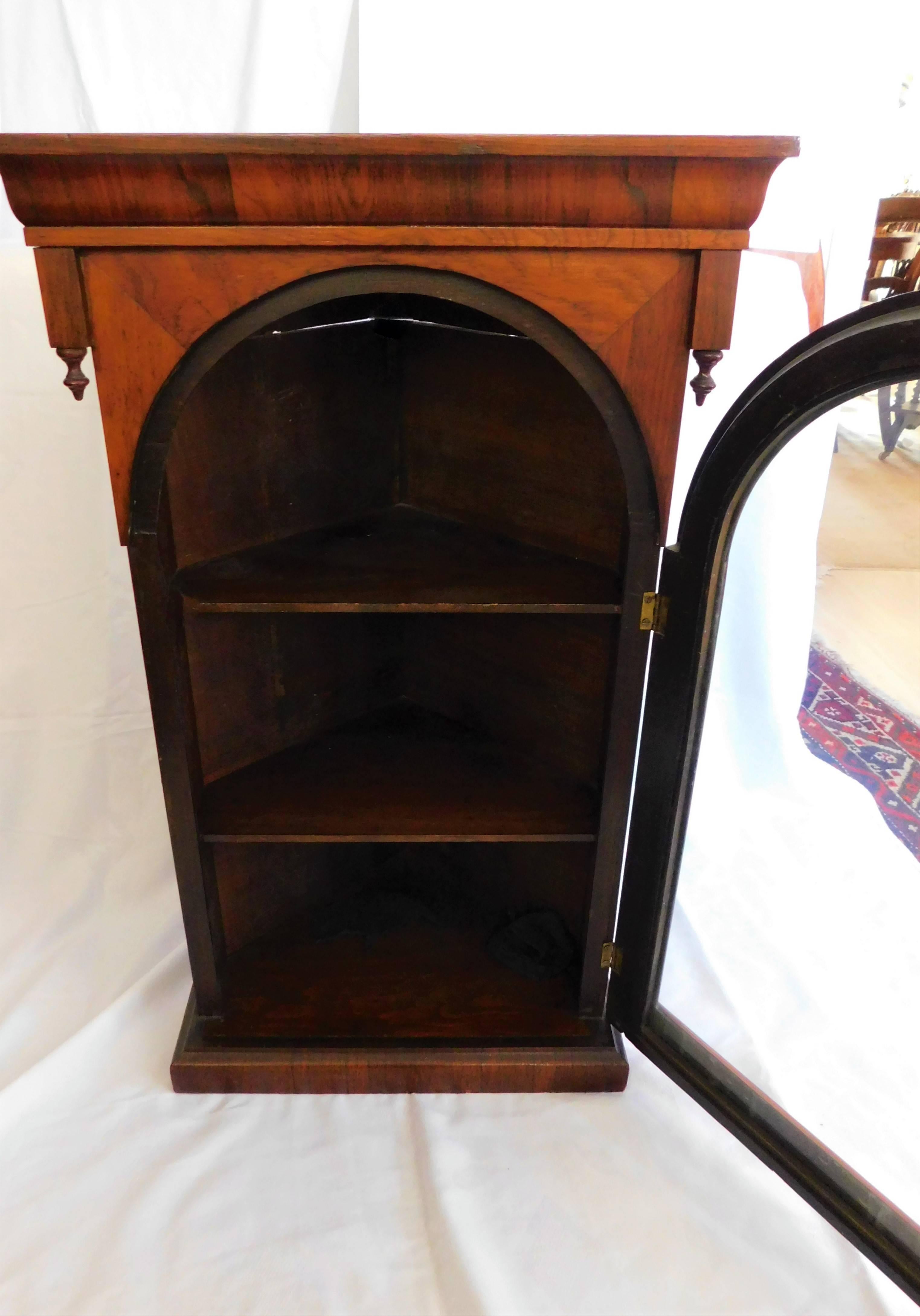 Antique Early Victorian England Fruitwood Veneer Corner Cabinet 3