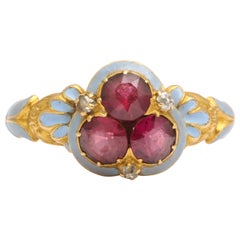 Antiker frhviktorianischer Granat- und Emaille-Ring