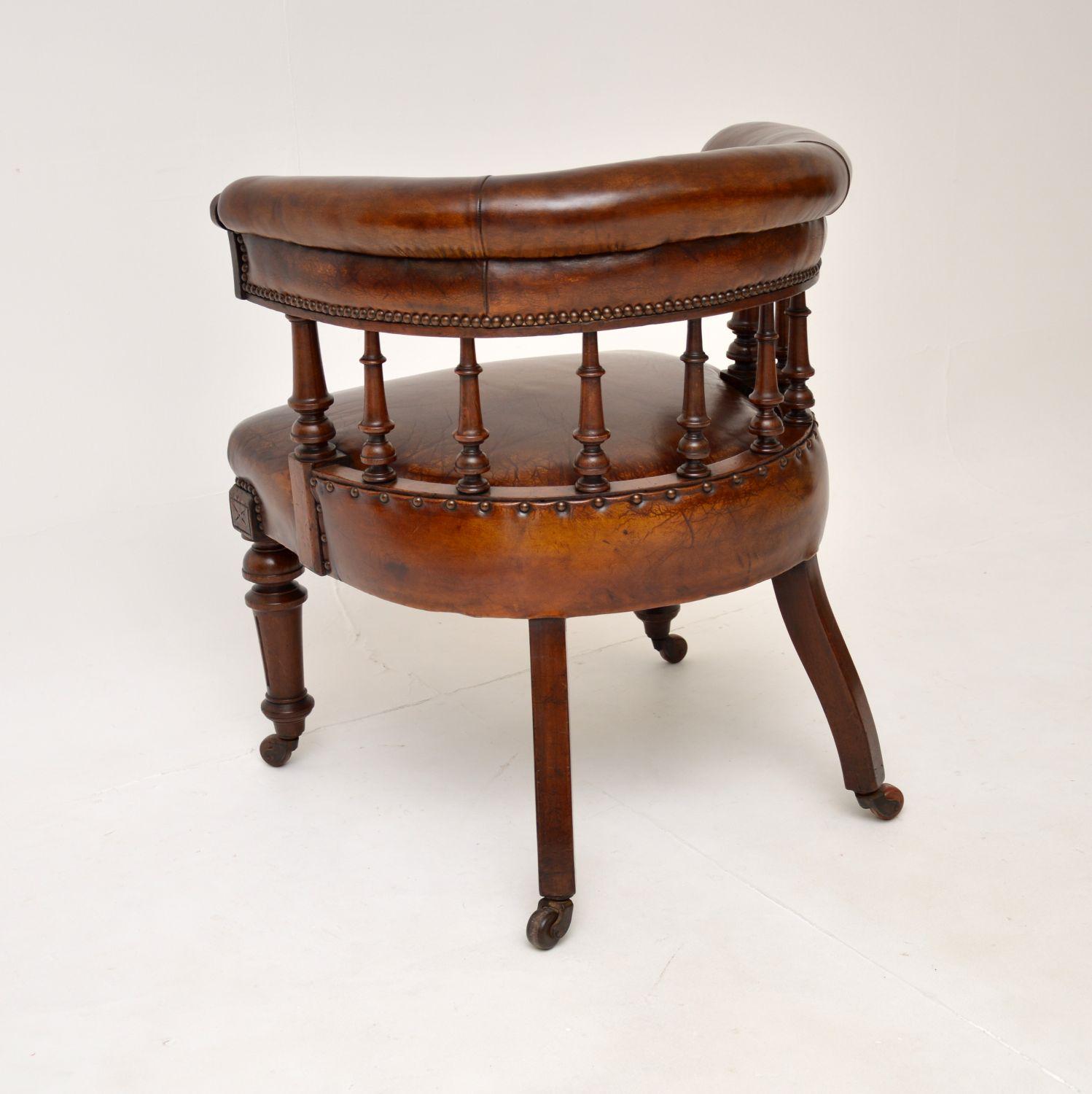 Antique Early Victorian Leather Desk Chair at 1stDibs