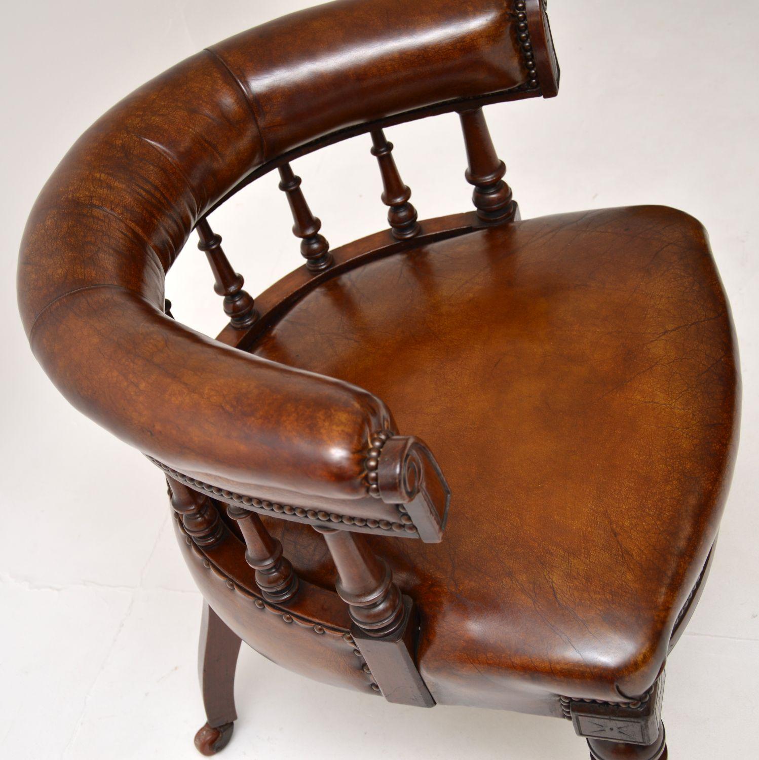 Antique Early Victorian Leather Desk Chair 3
