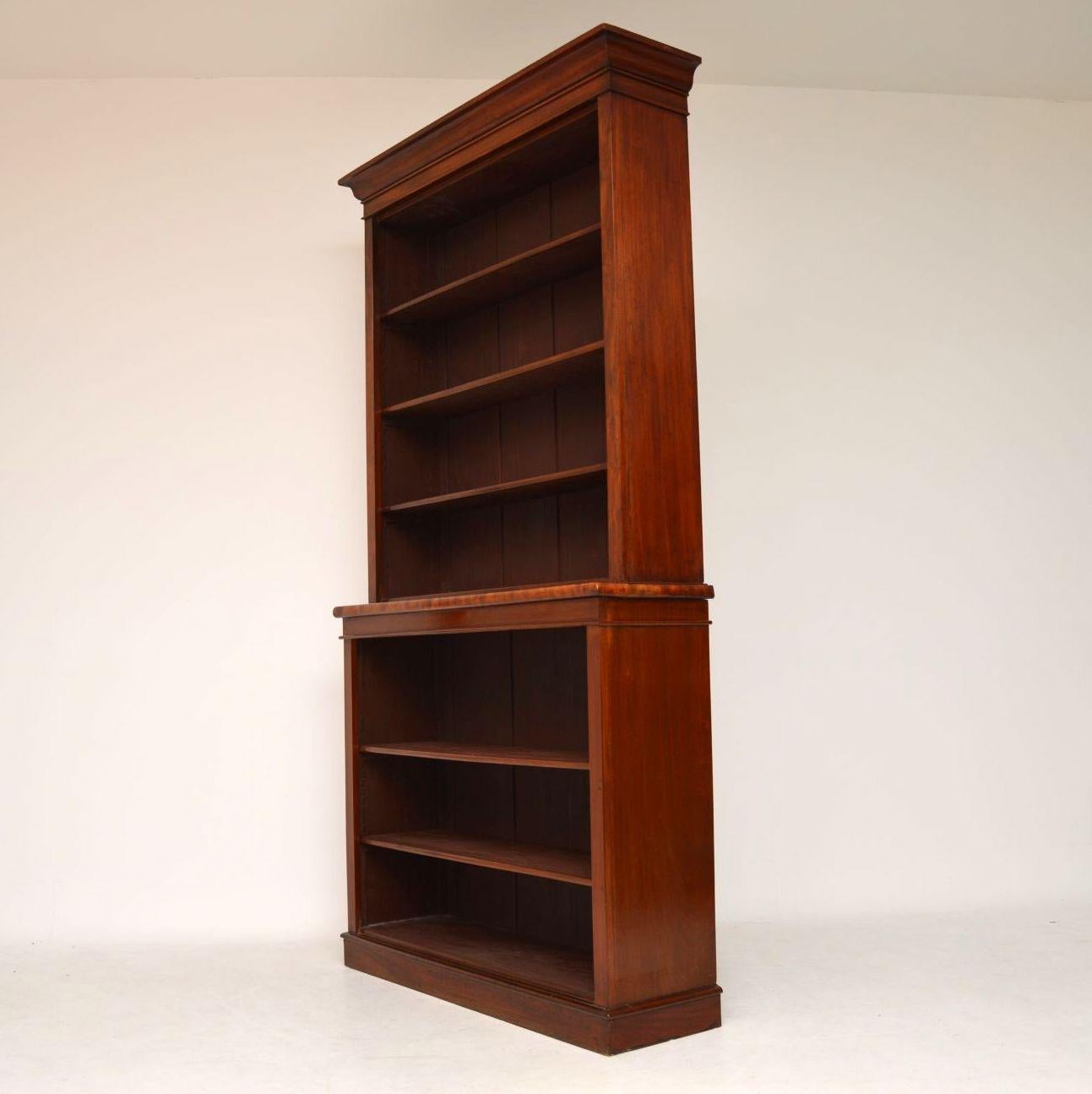 19th Century Antique Early Victorian Mahogany Open Bookcase