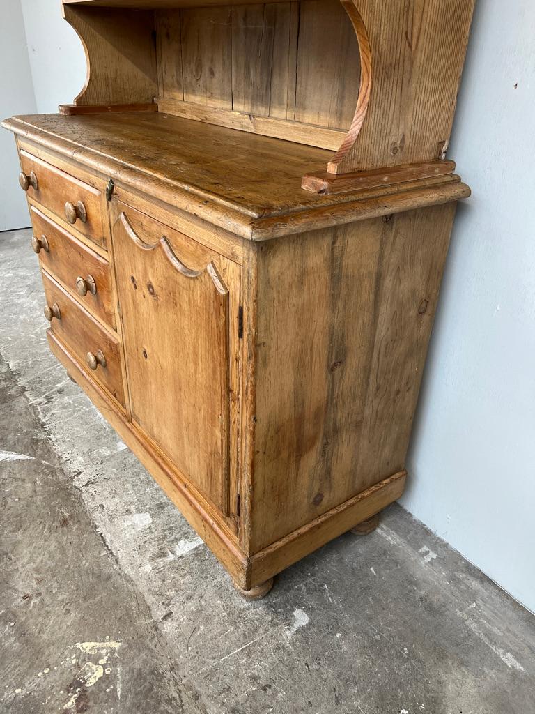 19th Century Antique Early Victorian Pine Housekeeper’s Dresser For Sale