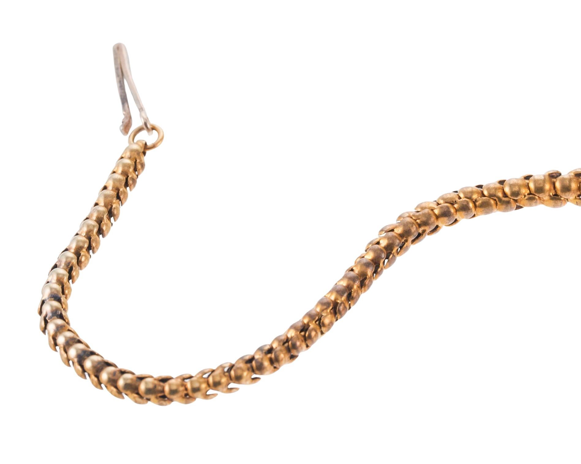 Antikes frühviktorianisches Schlangenarmband aus Gold mit Rubin und Diamanten (Alteuropäischer Brillantschliff) im Angebot