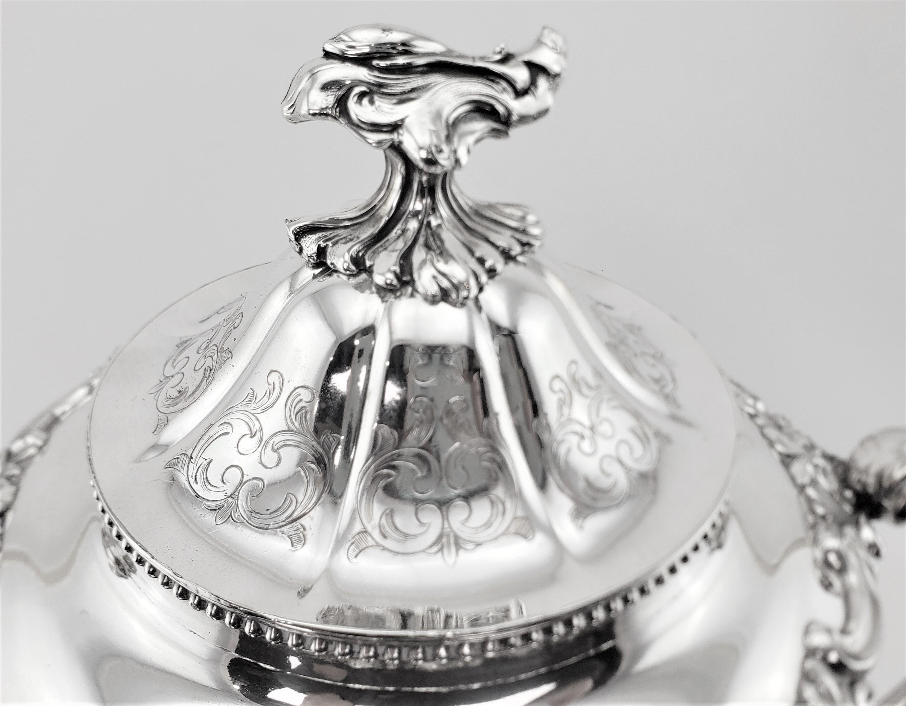 Antique Early Victorian Silver Plated Tea or Hot Water Urn with Floral Engraving For Sale 1