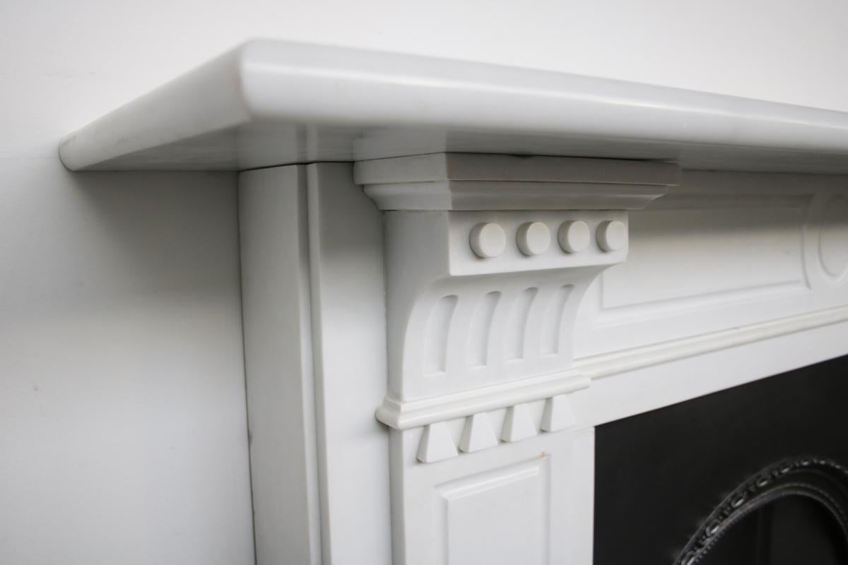 Antique Early Victorian Statuary White Marble Fire Surround For Sale 3