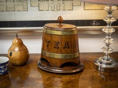 Antique Early Victorian Tea Caddy in Coopered Barrel Form C. 1940