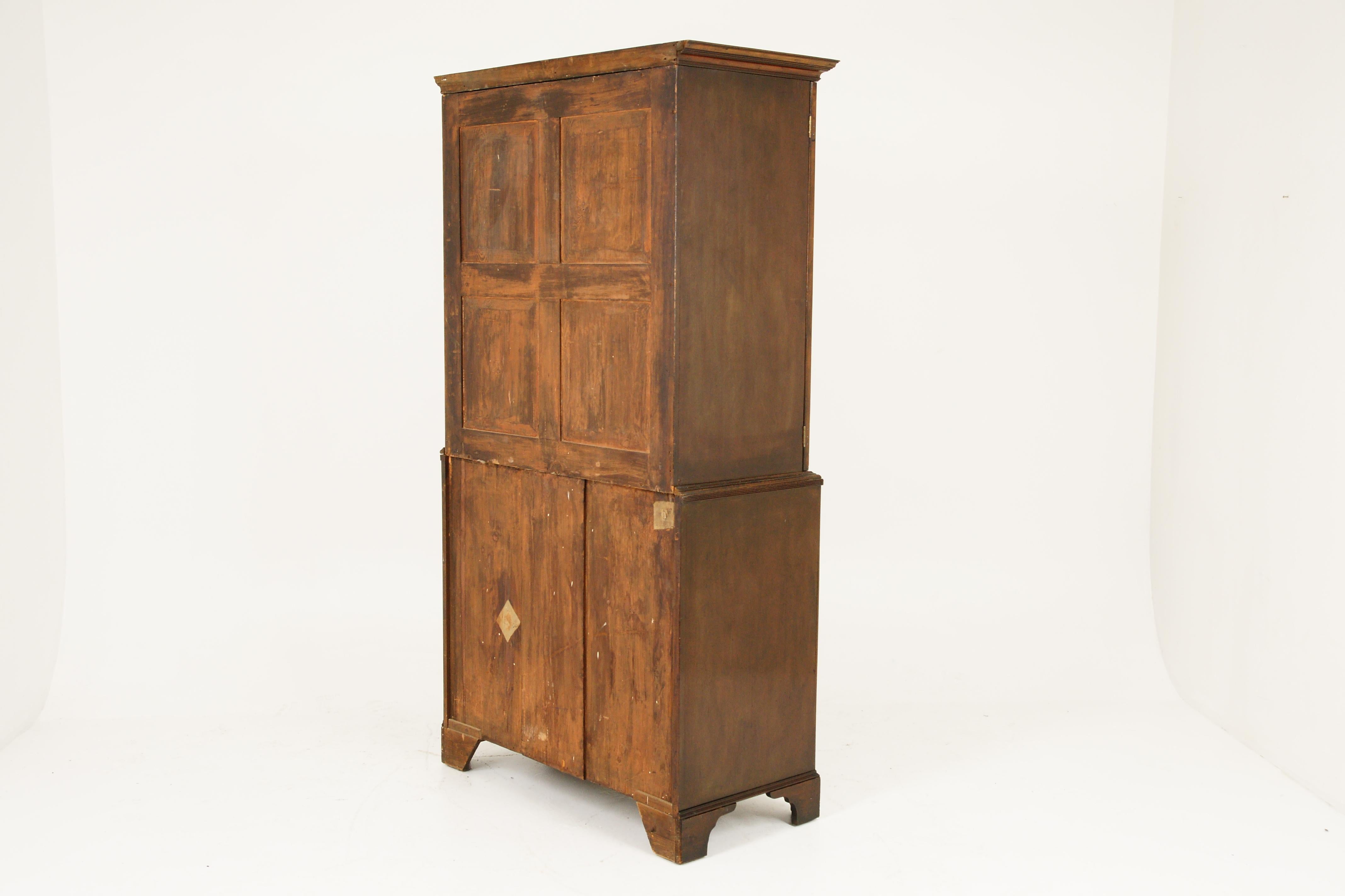 Antique Early Victorian Walnut Linen Press, Gents Dresser, Scotland, 1830 2