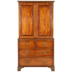 Antique Early Victorian Walnut Linen Press, Gents Dresser, Scotland, 1830