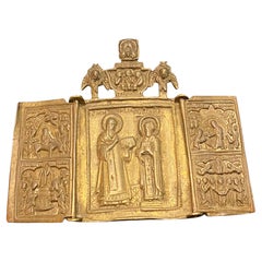 Antique early XIXc Russian Orthodox Vladimir Mother of God Travelling Icon