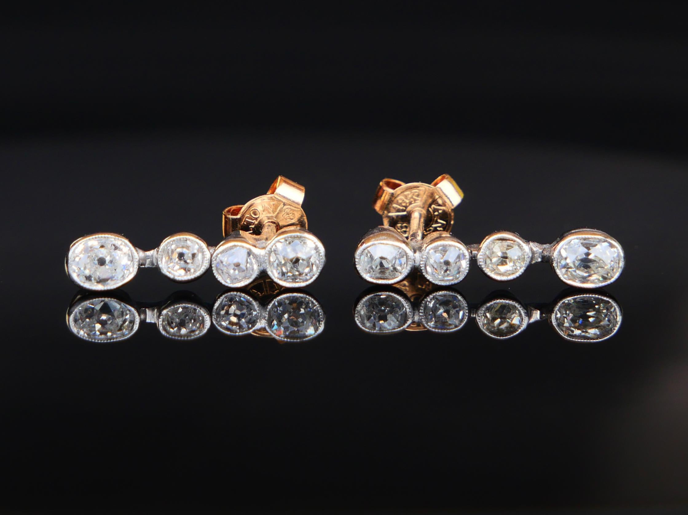 Antike Ohrringe 1,5ctw  Diamanten massives 18K Weißgold / 2,72gr 5