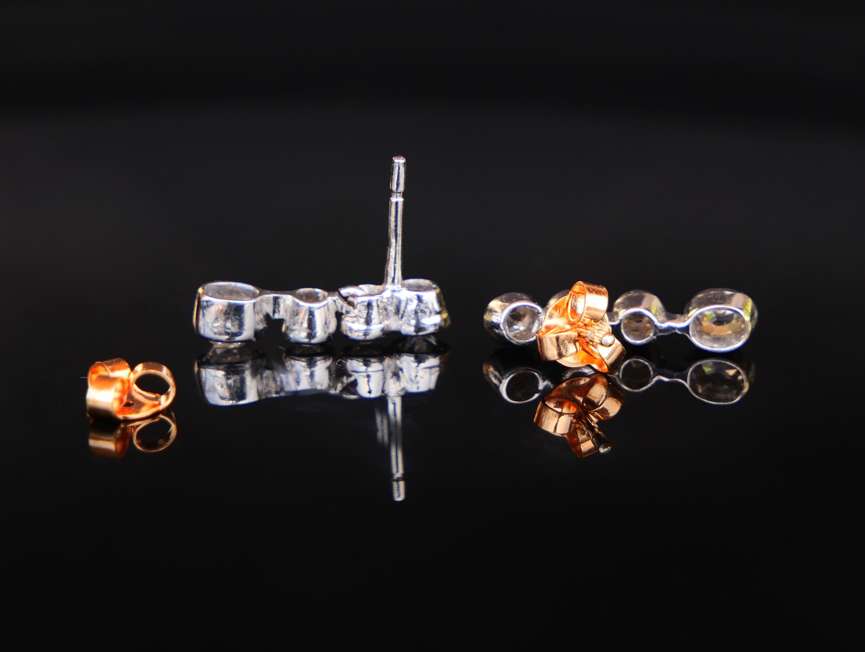 Antike Ohrringe 1,5ctw  Diamanten massives 18K Weißgold / 2,72gr 6