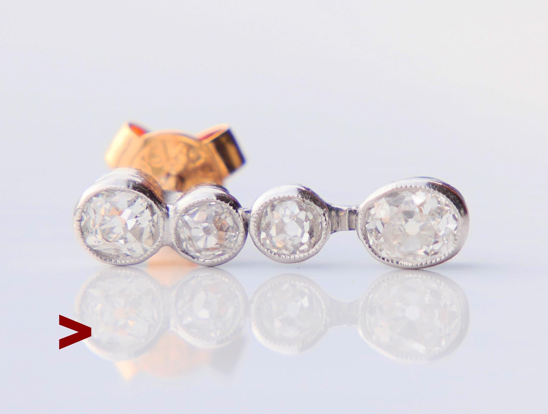 Antike Ohrringe 1,5ctw  Diamanten massives 18K Weißgold / 2,72gr 2