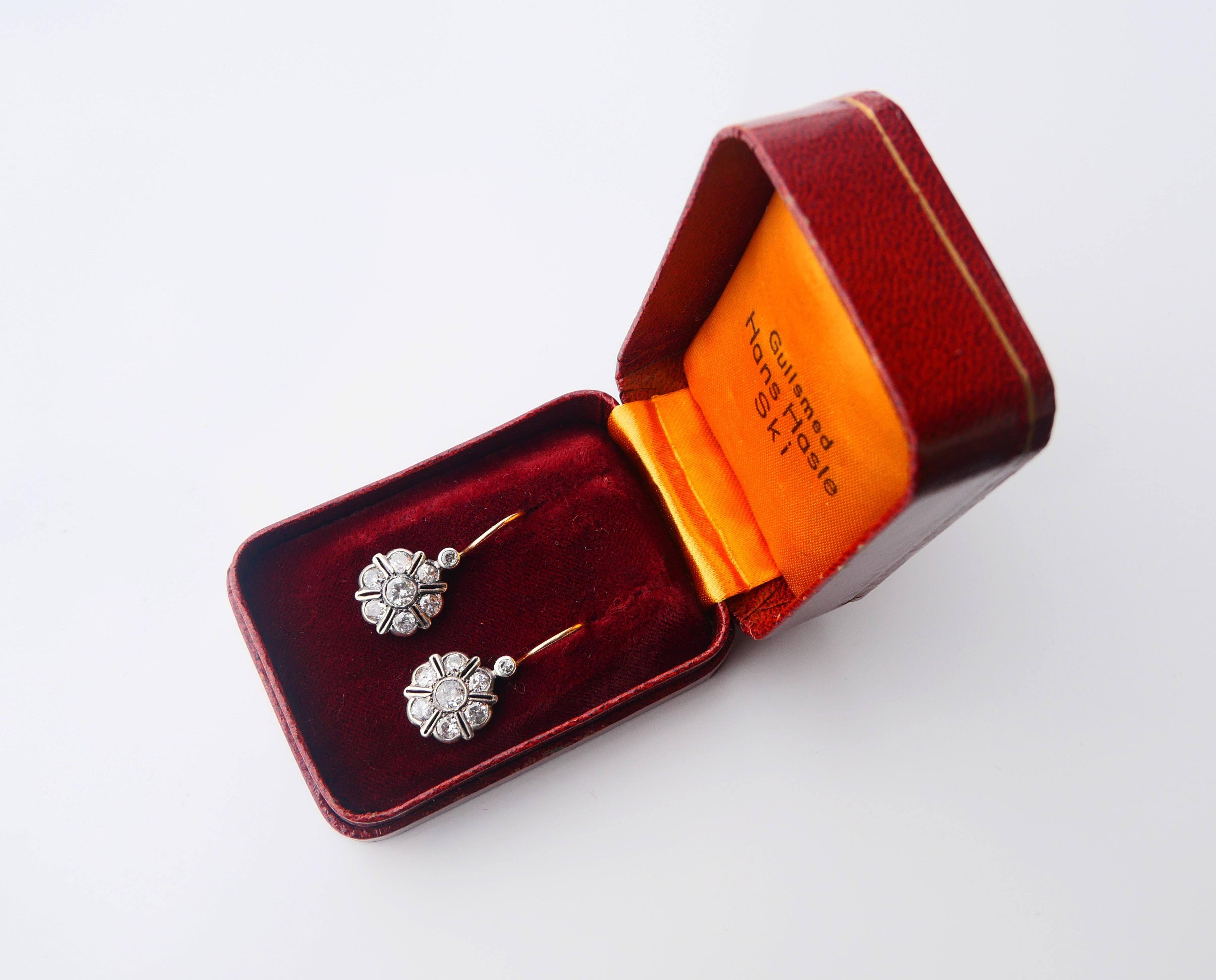 Orecchini antichi 2,3 ctw di diamanti in oro massiccio 14K / 3,21 gr in vendita 4