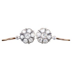 Antike Ohrringe 2,3 ctw Diamanten massive 14K Gold / 3,21 gr