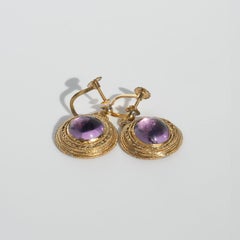 Antique earrings. Gilded silver and amethysts.