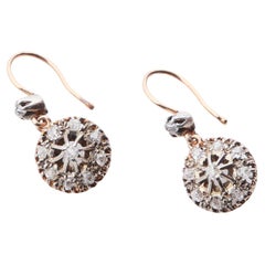 Antike Ohrringe, natürlich 1.2 ctw Diamanten, massive 14K Gold / 4,75 gr