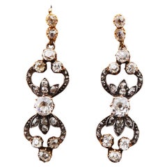 Antique  Boucles d'oreilles en diamants naturels 3,35 ctw argent massif 18K / 8,7g