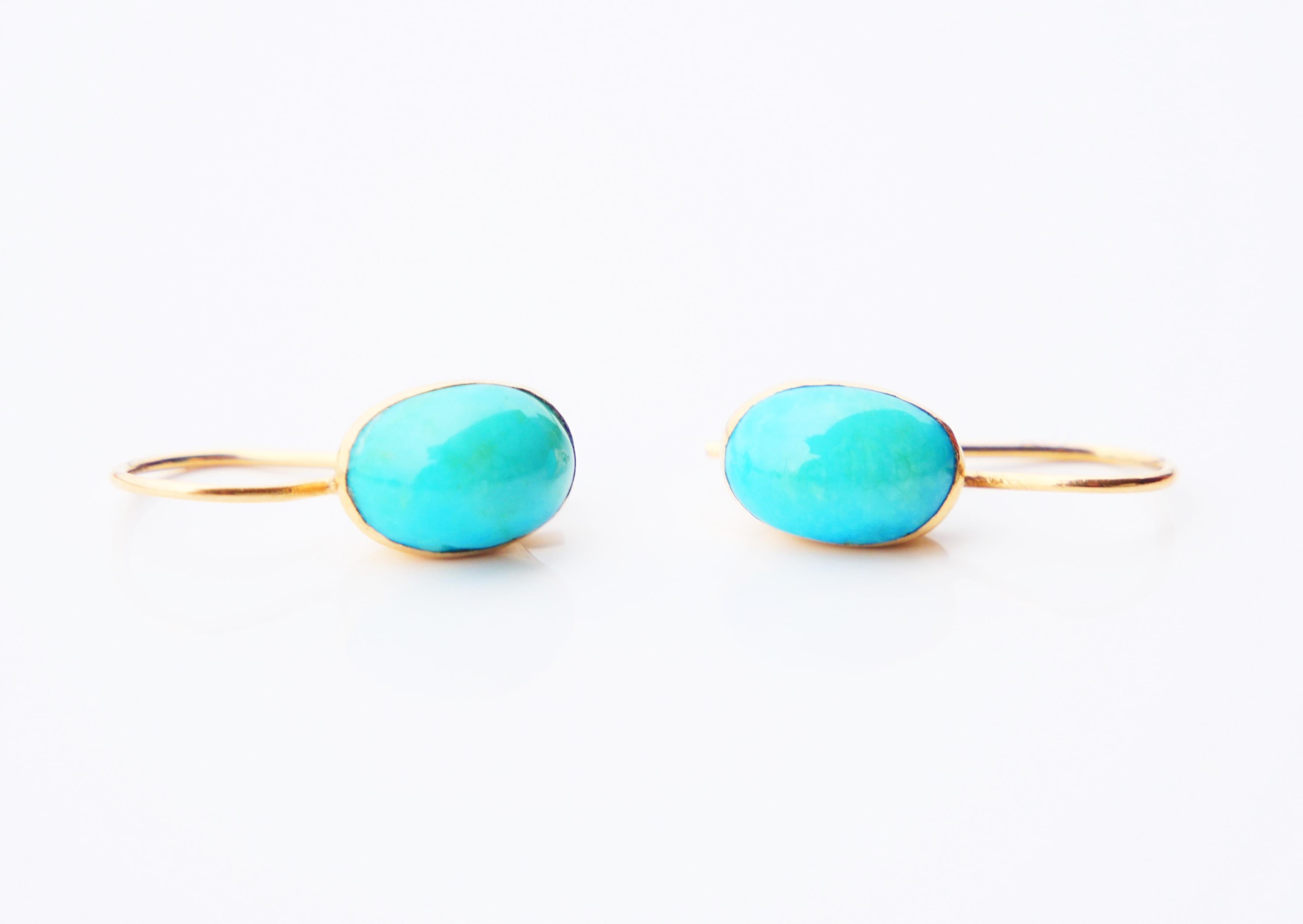 Antique Earrings natural Turquoise solid 18K Gold / 1.5gr For Sale 2