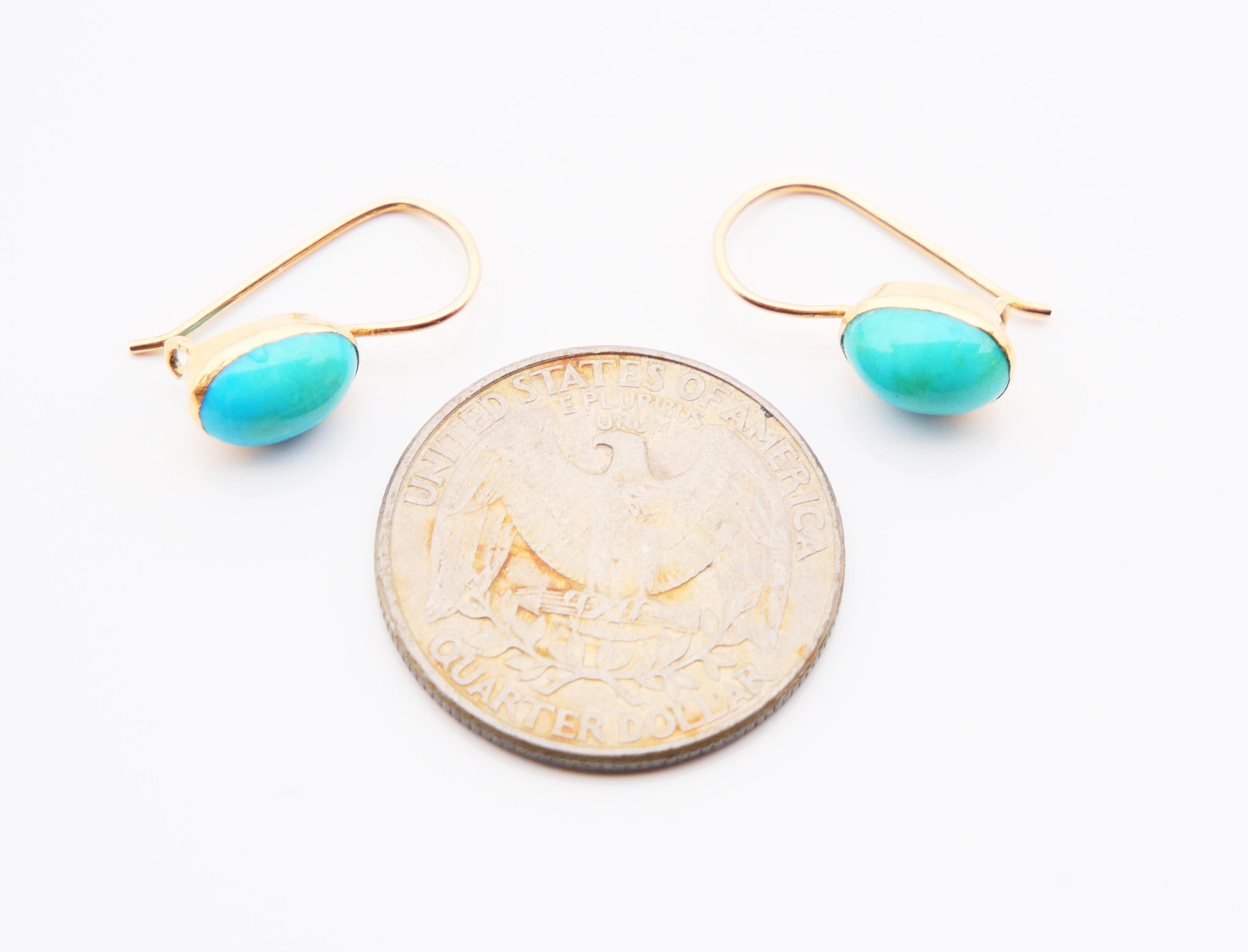 Antique Earrings natural Turquoise solid 18K Gold / 1.5gr For Sale 3