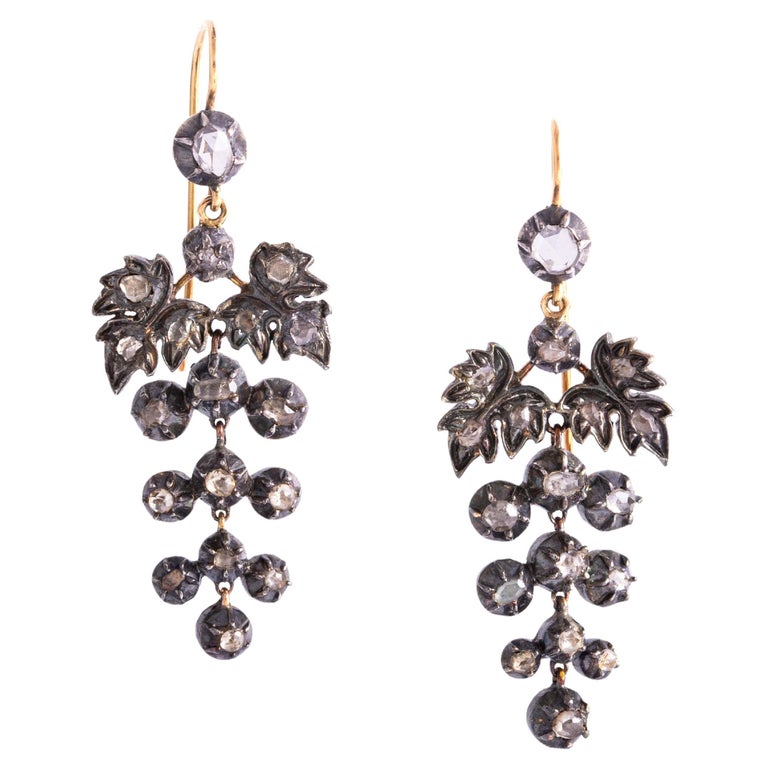 Antique Earrings Rose cut Diamonds For Sale at 1stDibs
