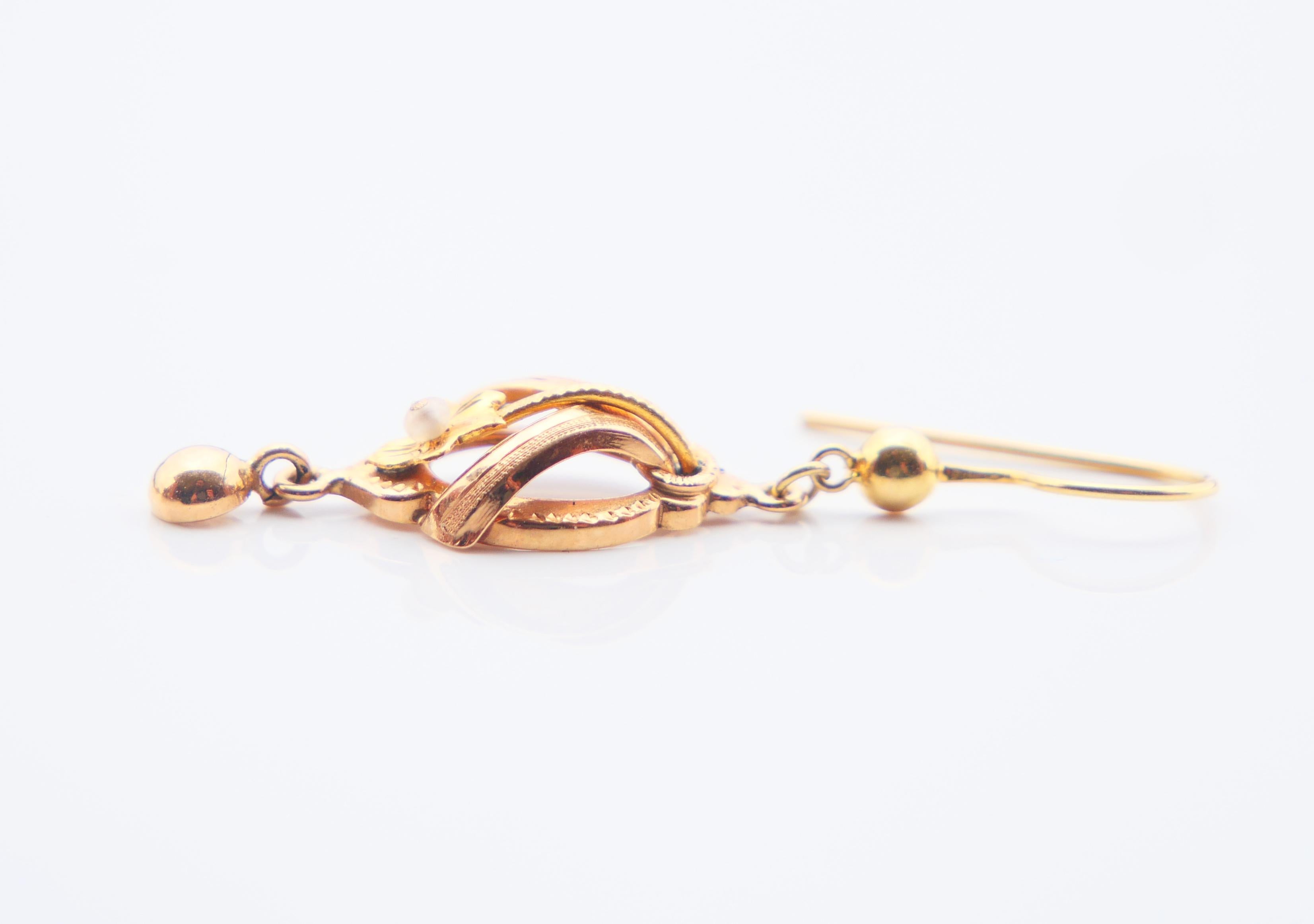 Antique  Earrings Seed Pearls solid 18K Gold / 1.7 gr For Sale 2