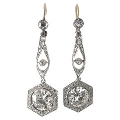 Antique Earrings Set with Old European Cut Diamonds