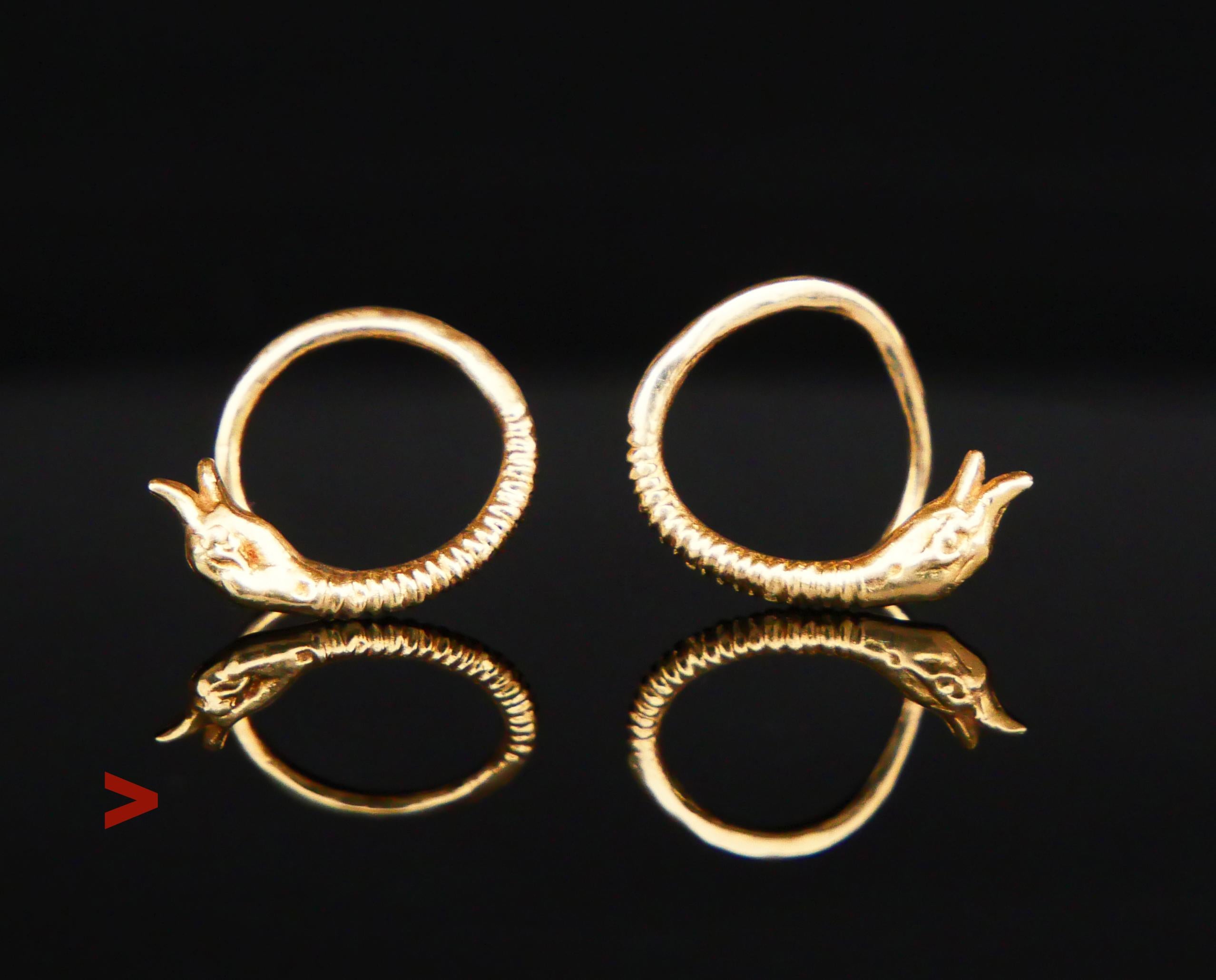 Very peculiar pair, this type of design was popular in ancient times among Greeks, Romans, Germans and Nordic folks. Twisted  snakes or necks of lions or other creatures with heads on top  - all had same similar shape of the twisted nail with sharp