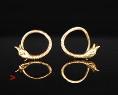 Antique Earrings Ouroboros Snakes  solid 18K Gold / 2 gr