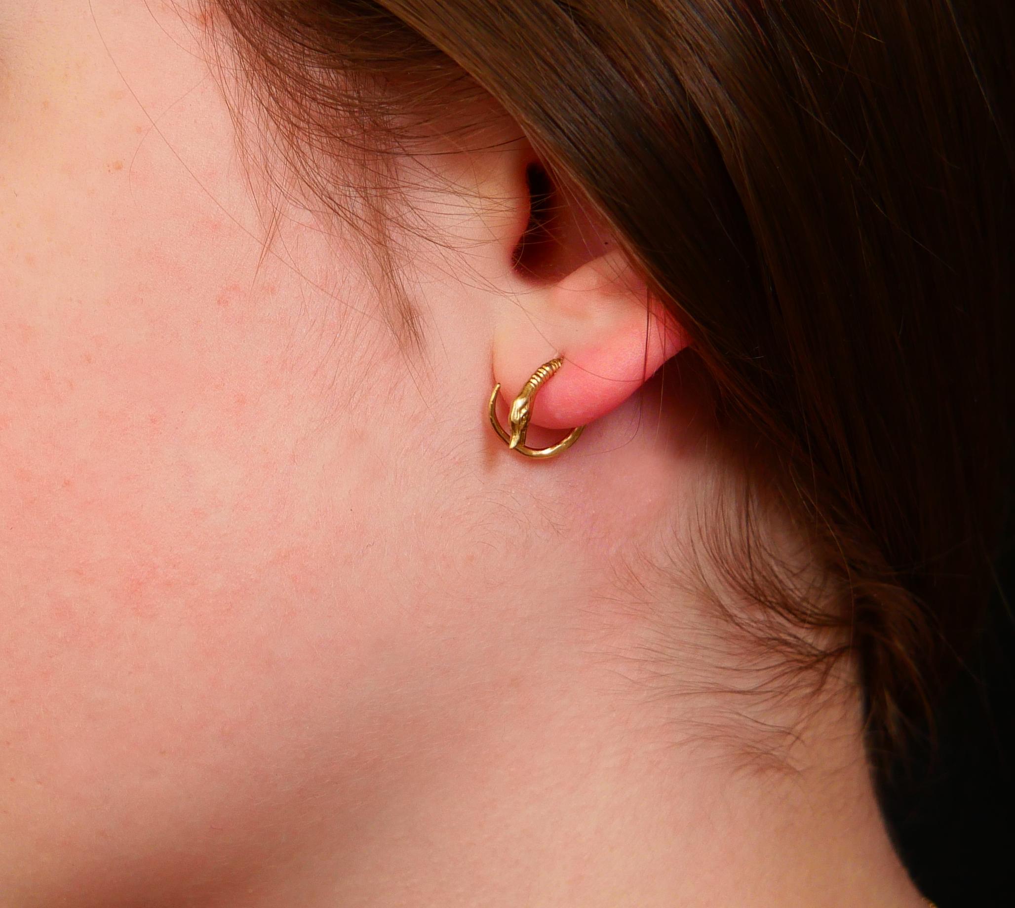 Antique Earrings Ouroboros Snakes  solid 18K Gold / 2 gr 1