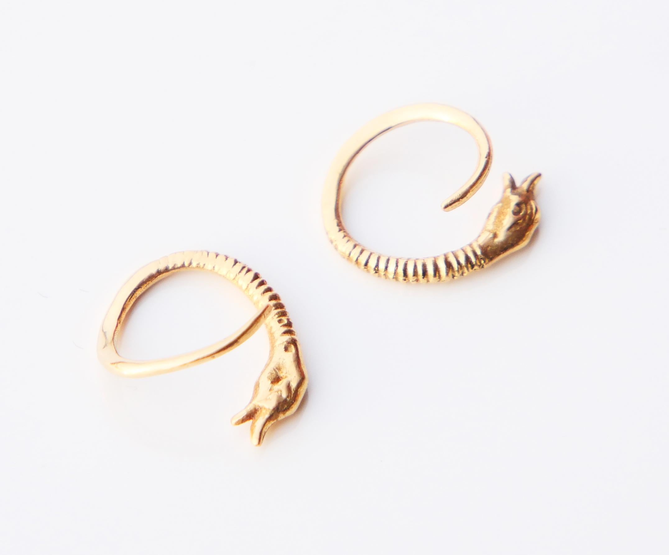 Antique Earrings Ouroboros Snakes  solid 18K Gold / 2 gr 3