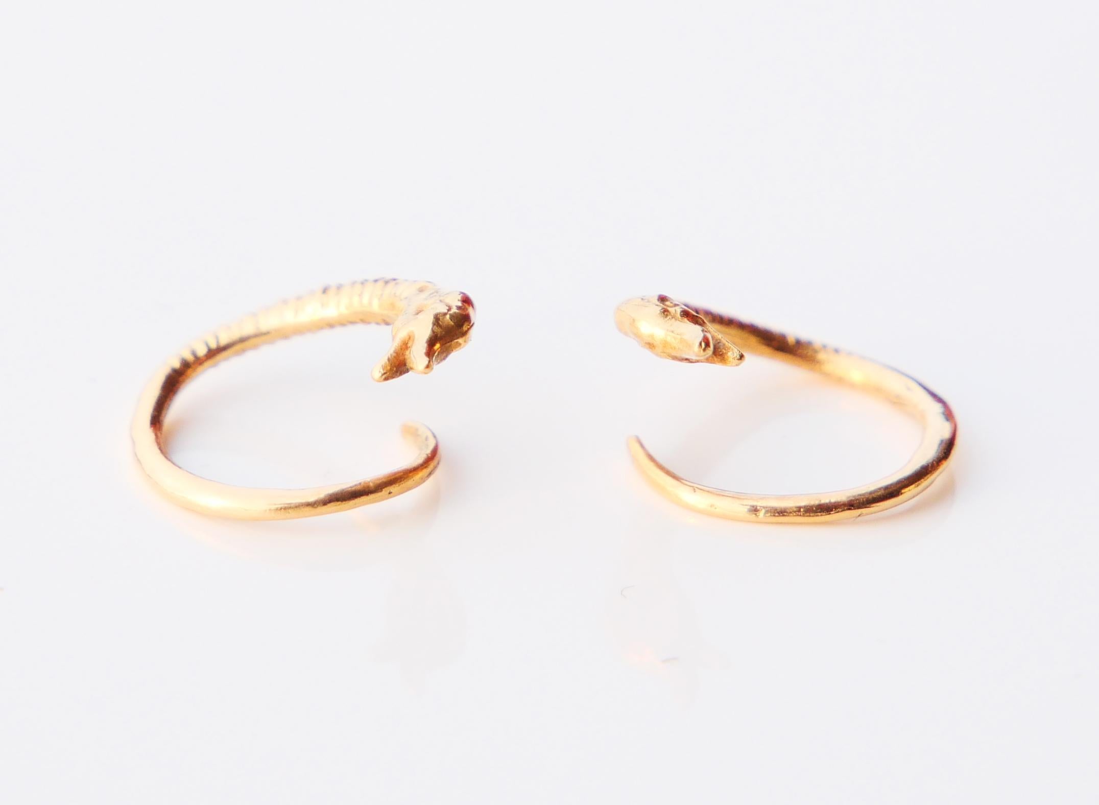 Antique Earrings Ouroboros Snakes  solid 18K Gold / 2 gr 4