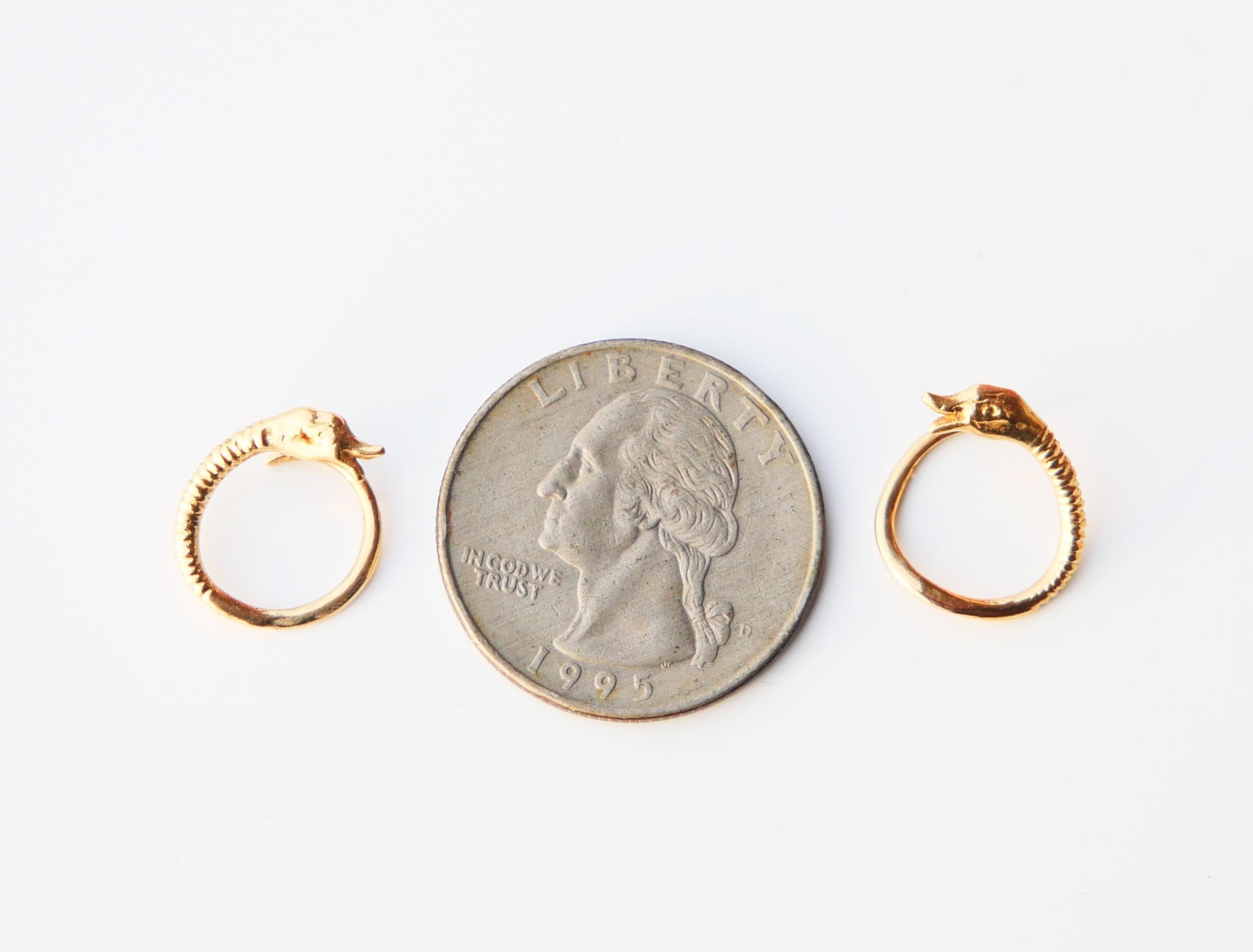 Antique Earrings Ouroboros Snakes  solid 18K Gold / 2 gr 5