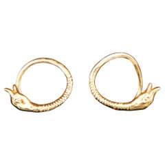 Pendientes Antiguos Ouroboros Serpientes Oro macizo de 18 quilates / 2 gr