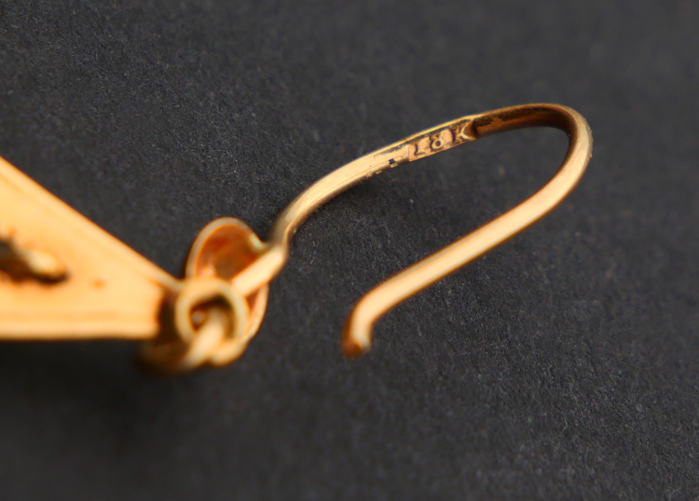 Antike Ohrringe aus massivem 18K Gold / 2.1 gr im Angebot 3