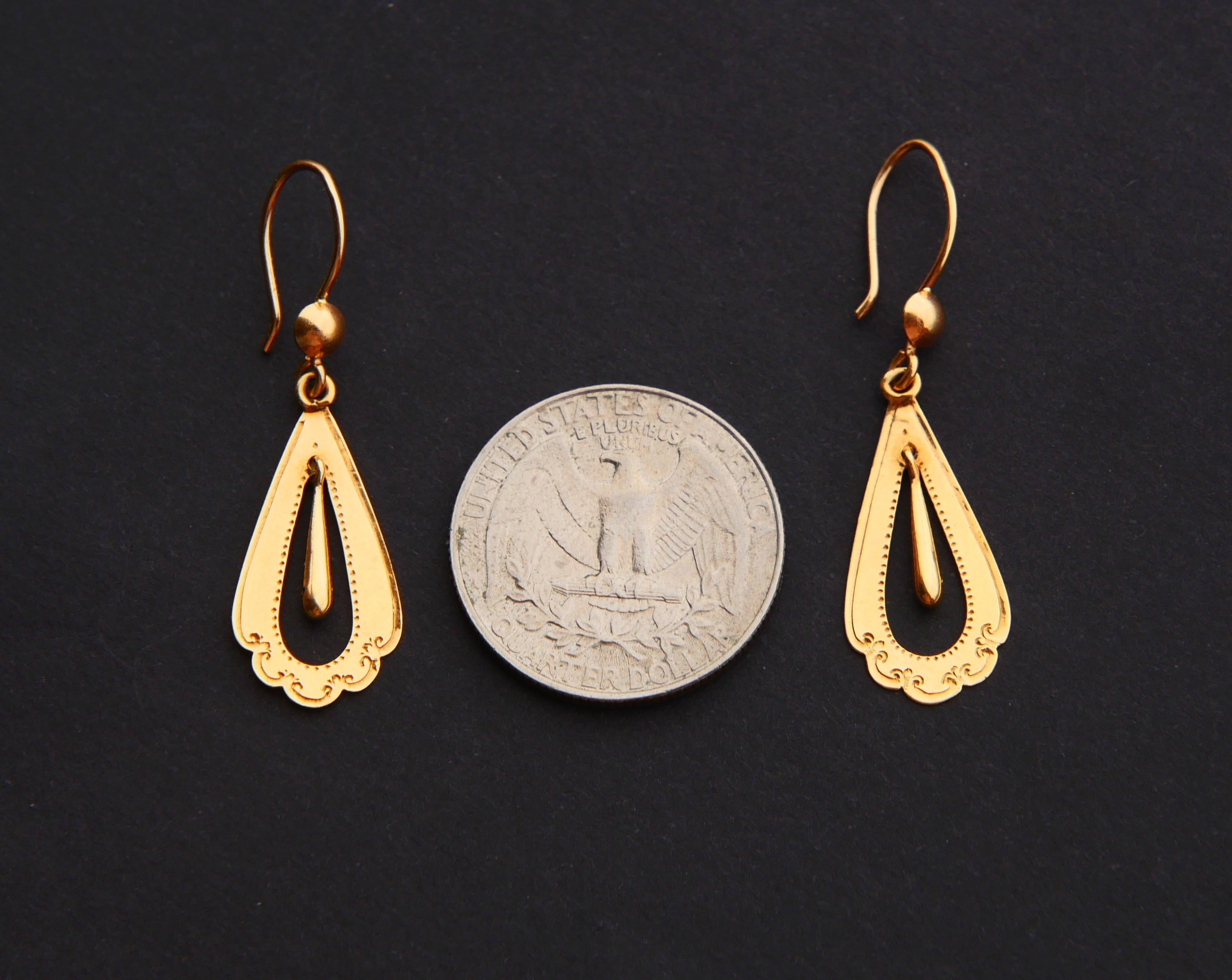 Antike Ohrringe aus massivem 18K Gold / 2.1 gr im Angebot 4