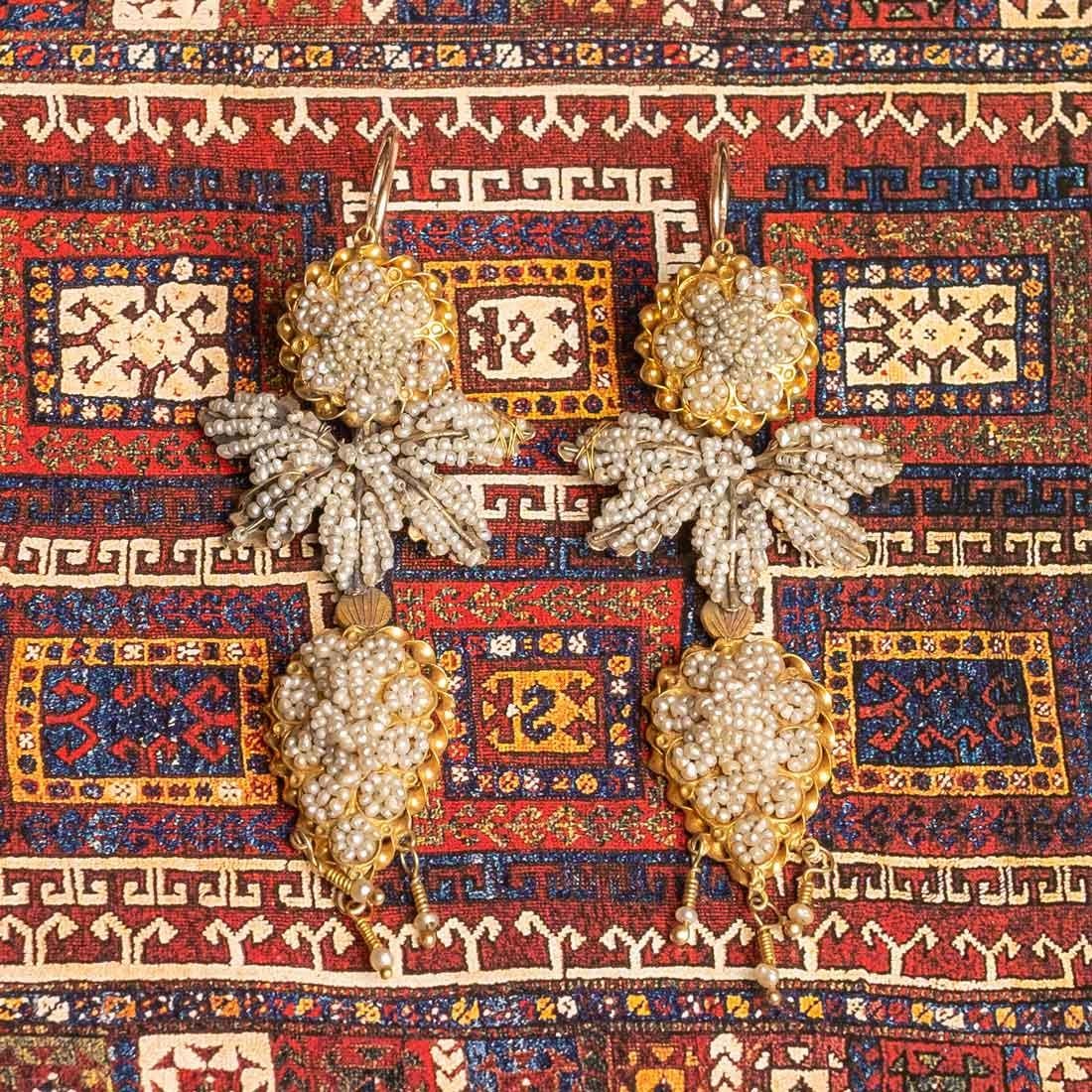 Antique earrings with micropearls Naples 19th Century In Good Condition In Milano, MI
