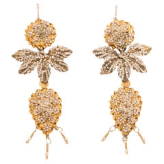 Antique earrings with micropearls Naples 19th Century