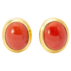 Vintage Earrings Yellow Gold and Coral